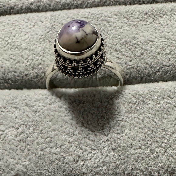 New Sterling Silver Purple Utah Tiffany Stone Sz 8.75 Circle Stone Raised Bezel - Picture 7 of 9